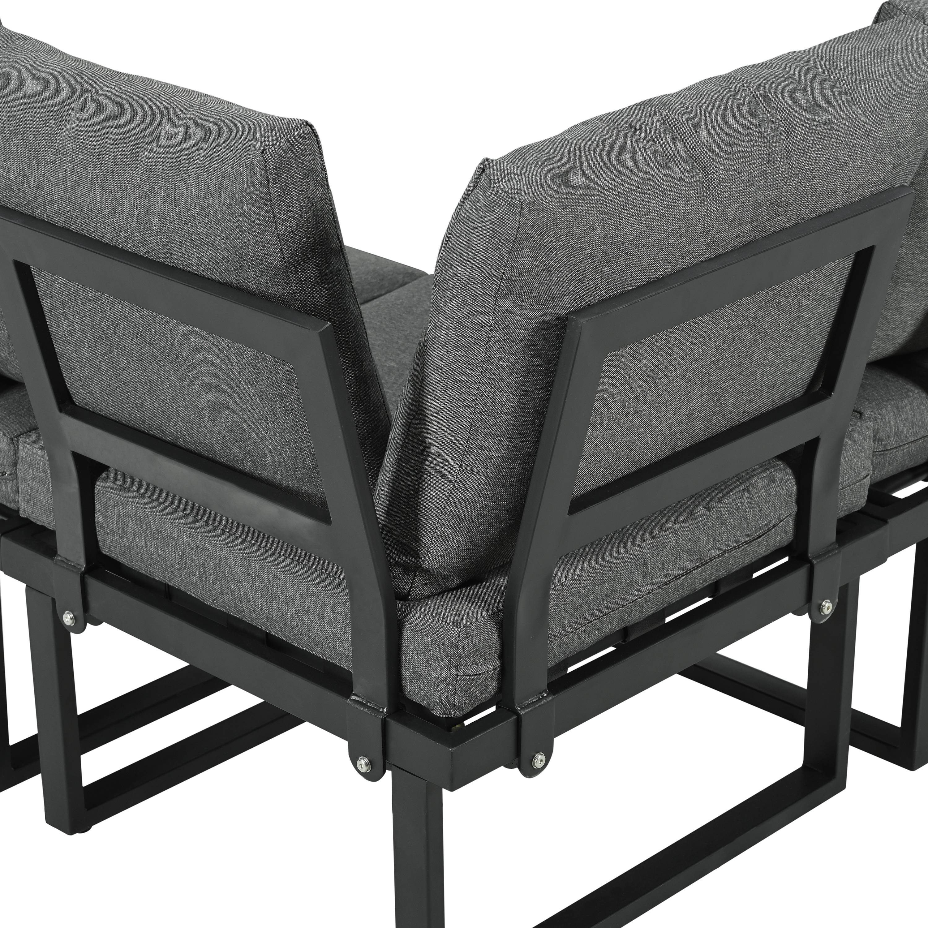 Salon de jardin modulable en acier terrasse dossier inclinable gris et noir - ComfortXL Outdoor Living - Image 9