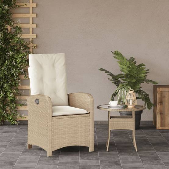ComfortXL - Fauteuil Relax de Jardin Inclinable Résine Tressée Dossier Réglable pour Terrasse Sieste Beige – ComfortXL Outdoor Living - Image 3