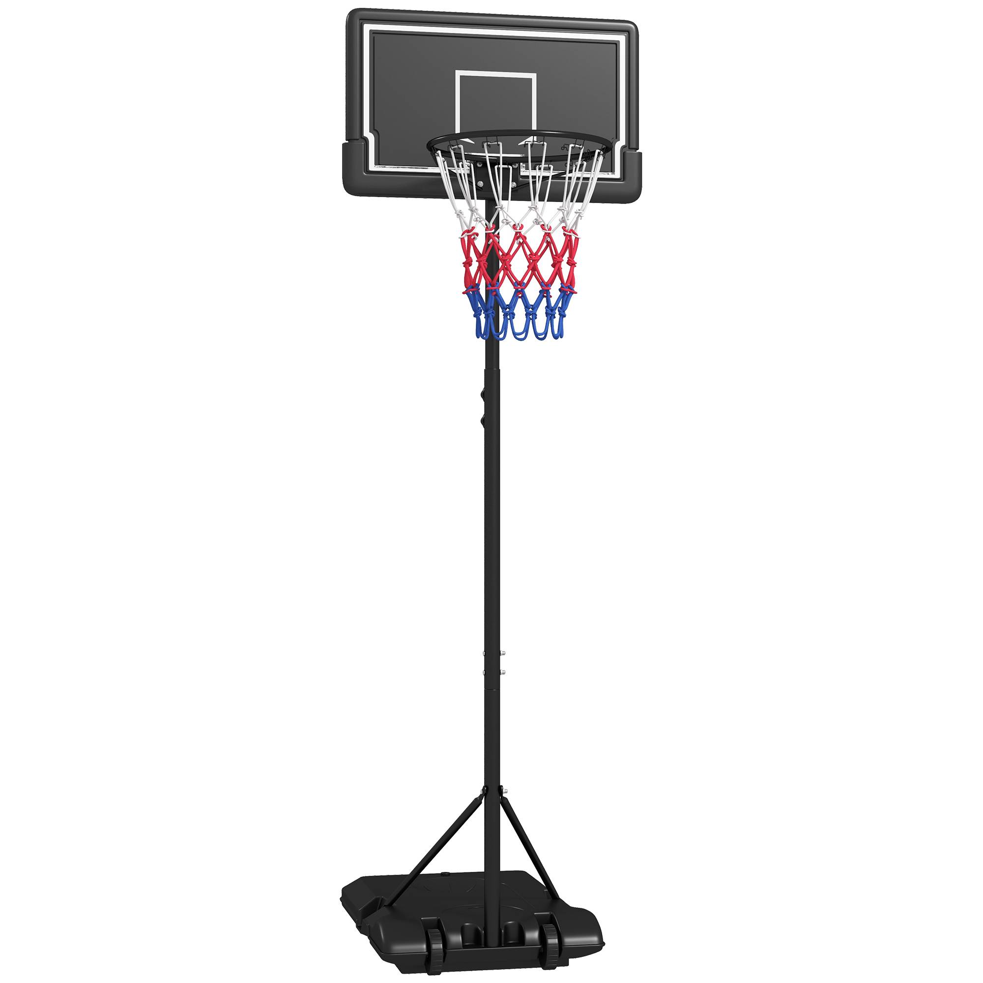 Panier de basket extérieur hauteur ajustables 182-213/220-250 cm panier de basket sur pied à roulettes noir - Image 1