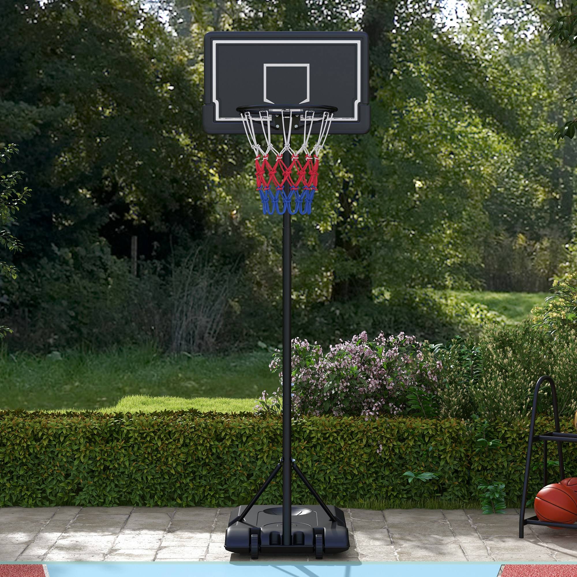 Panier de basket extérieur hauteur ajustables 182-213/220-250 cm panier de basket sur pied à roulettes noir - Image 10
