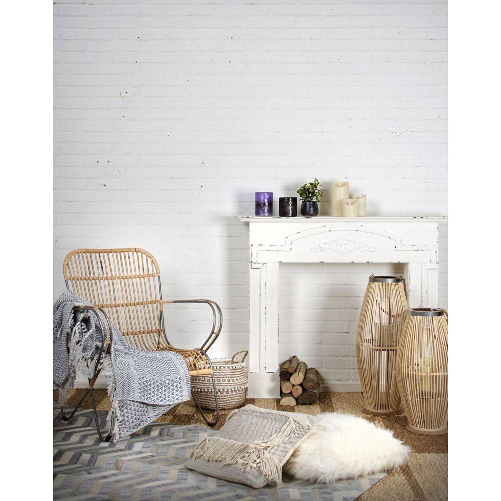 Aubry Gaspard - Tapis en peau de vache véritable Géométrique Gris - Image 4