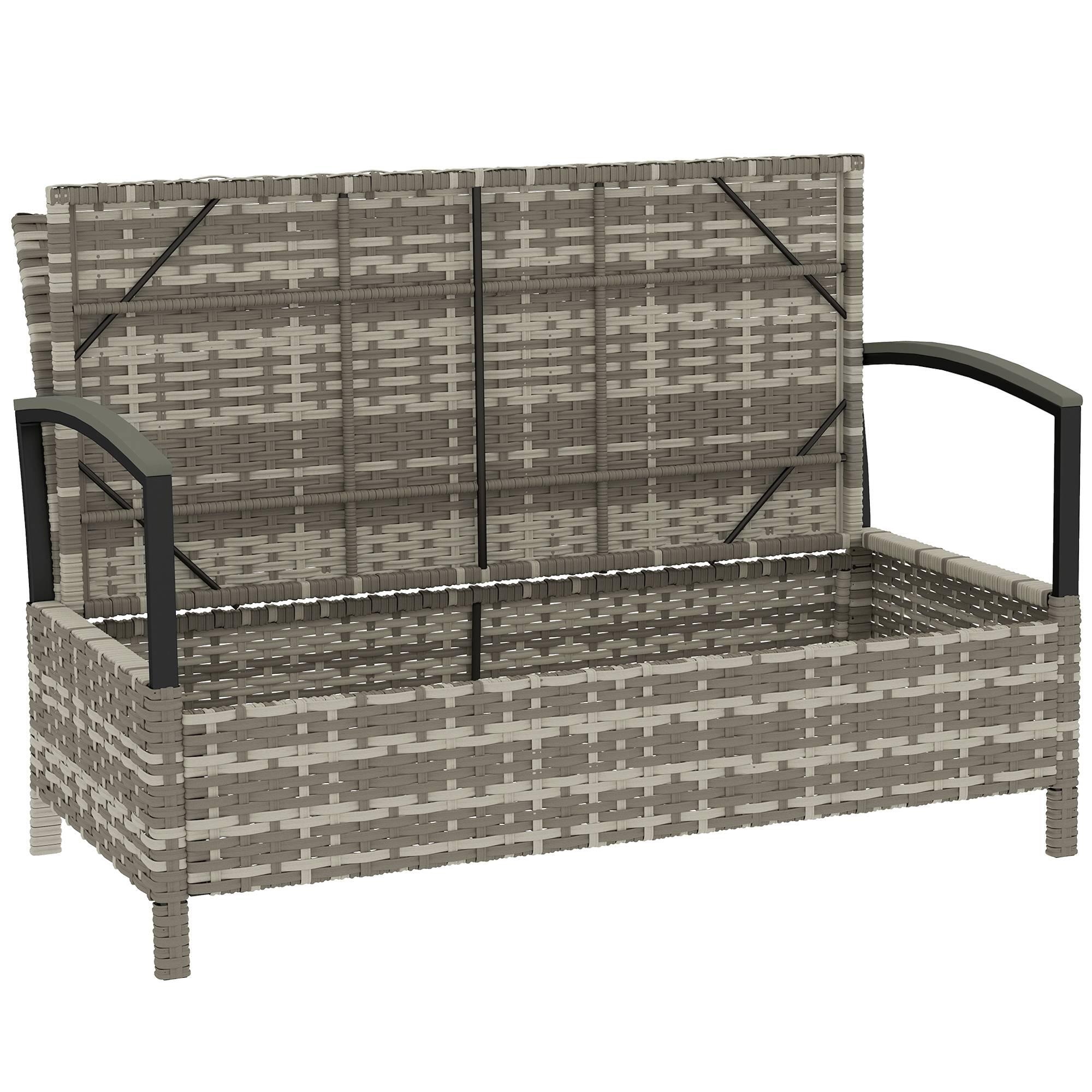 Banc de jardin coffre résine tressée gris foncé 123 x 70 x 82 cm - PANGIVO - Image 2