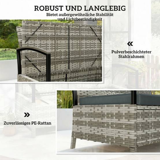 Banc de jardin coffre résine tressée gris foncé 123 x 70 x 82 cm - PANGIVO - Image 8