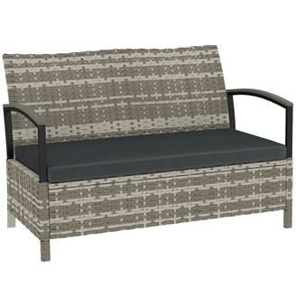 Banc de jardin coffre résine tressée gris foncé 123 x 70 x 82 cm - PANGIVO