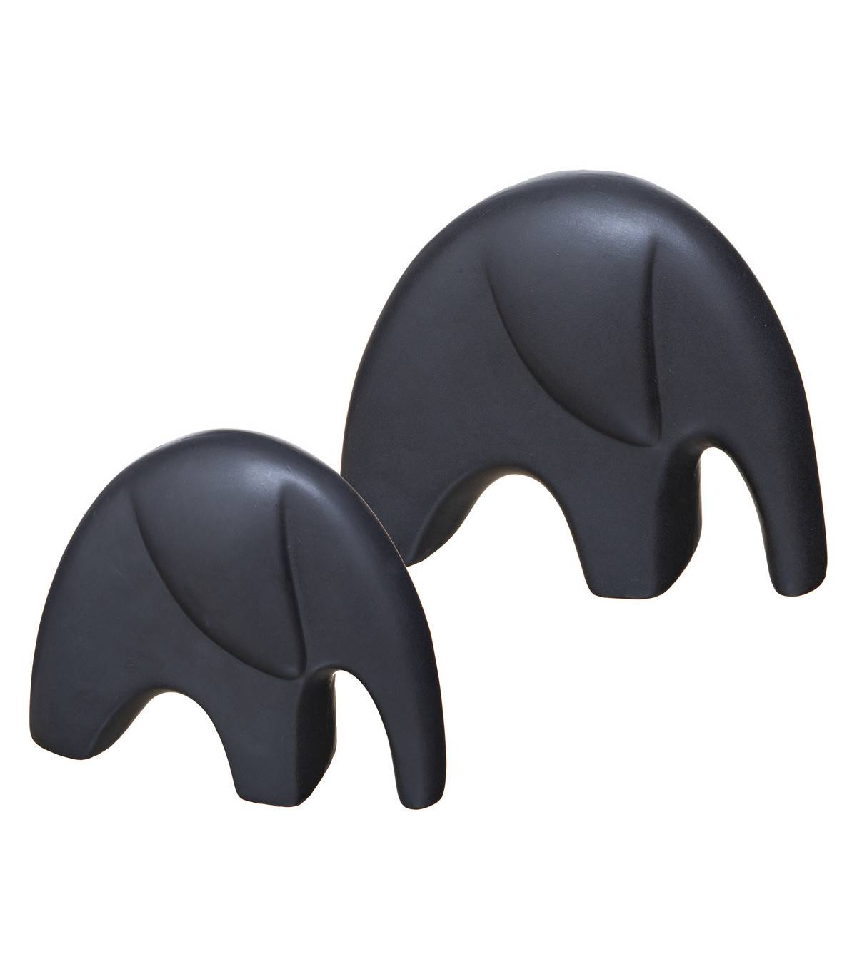 Objet déco Set de 2 Éléphants en céramique noire - Image 1