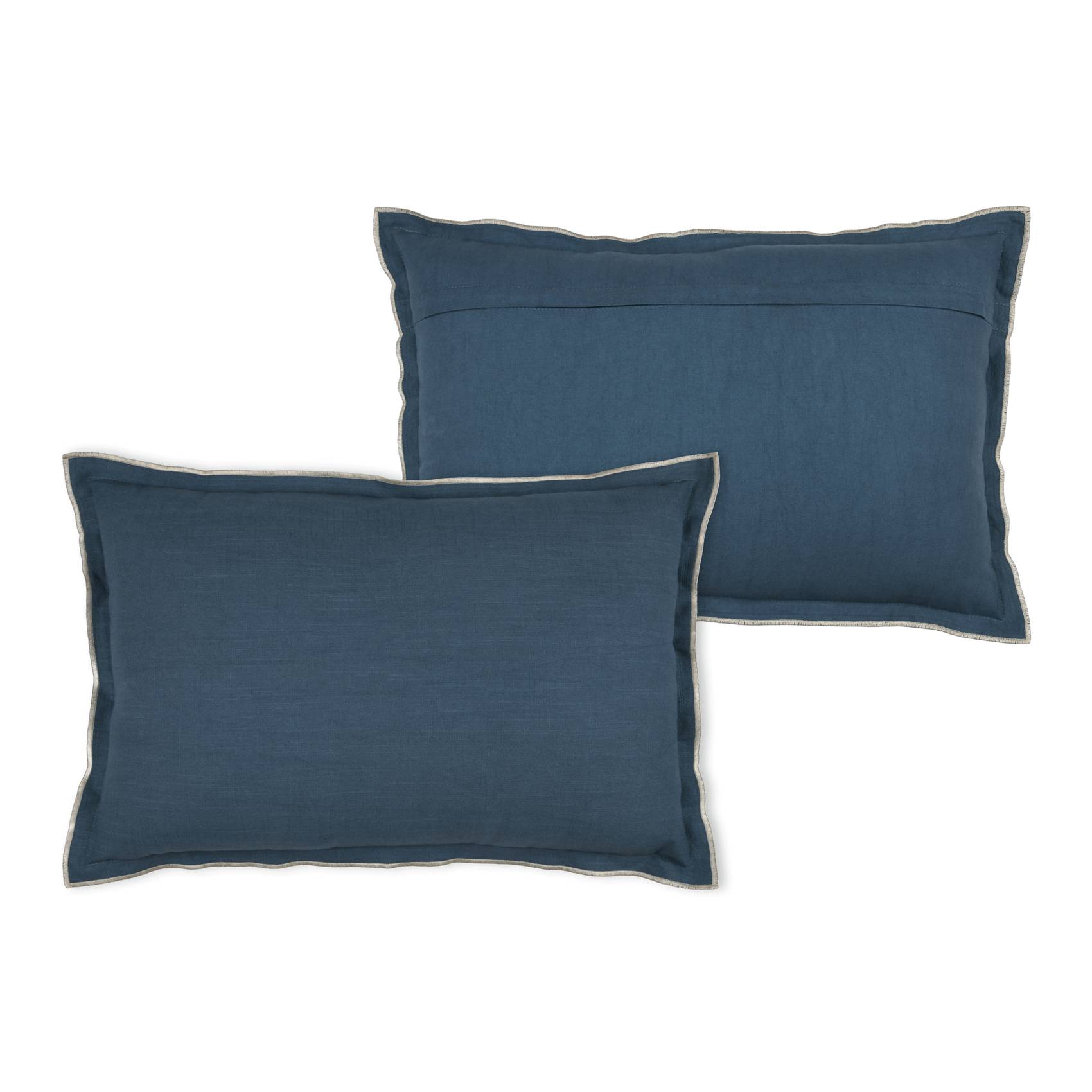 Lovely Casa - Coussin coton volant plat feston noir - LOVELY CASA - Coton - Bleu - Image 5