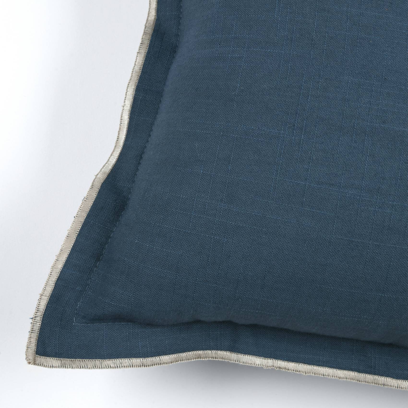 Lovely Casa - Coussin coton volant plat feston noir - LOVELY CASA - Coton - Bleu - Image 3