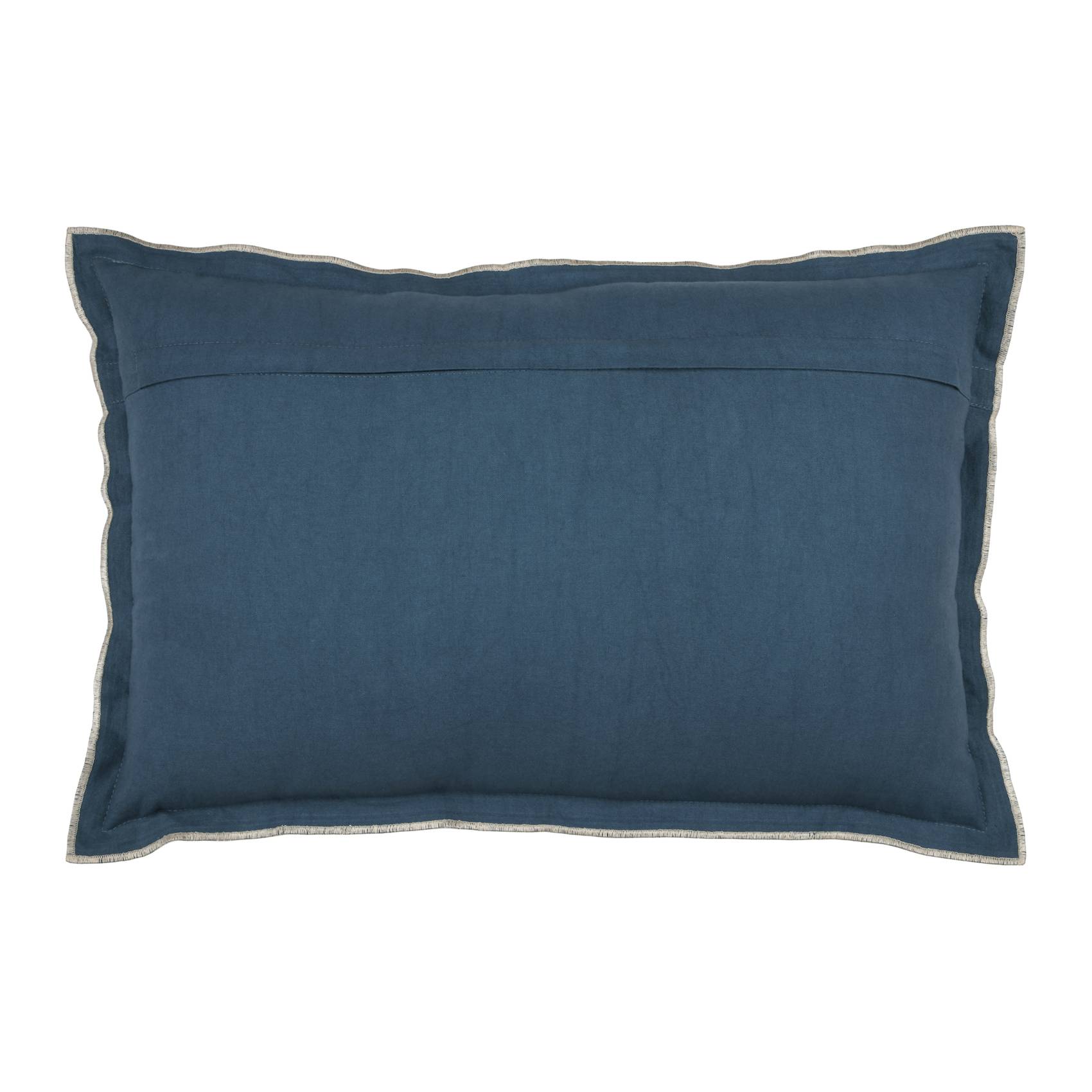 Lovely Casa - Coussin coton volant plat feston noir - LOVELY CASA - Coton - Bleu - Image 4