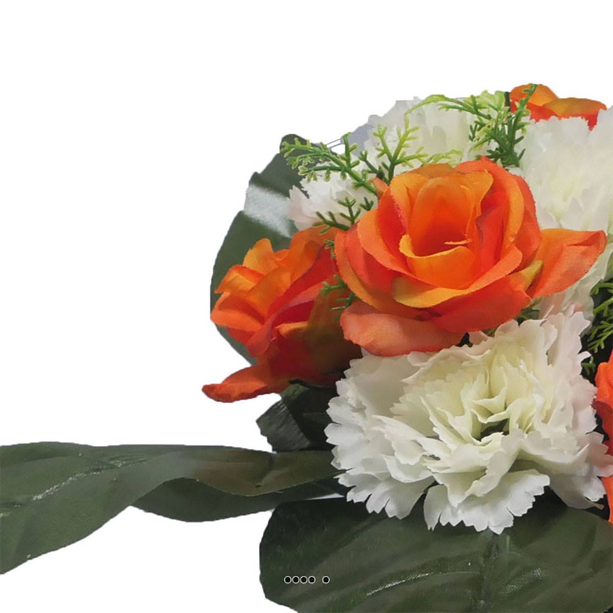 Vasque fleurs artificielles cimetière oeillets et roses Crème - couleur: Crème - Image 3