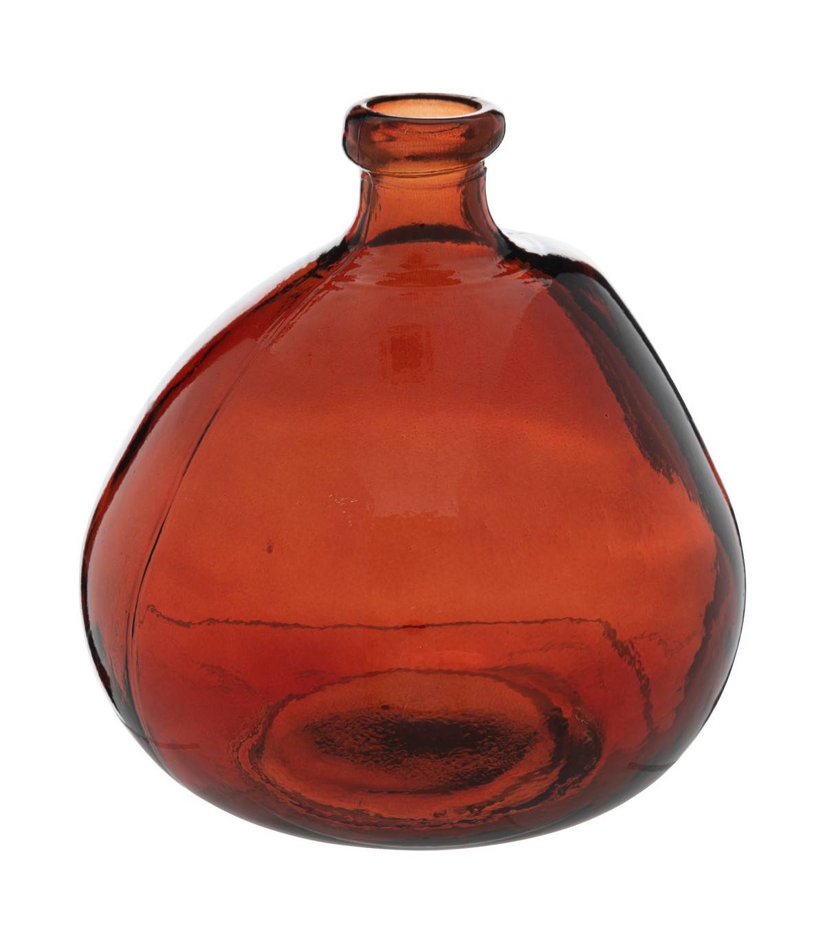 Vase rond en verre recyclé Rouge Ambre D 20 x H 23 cm - Image 1