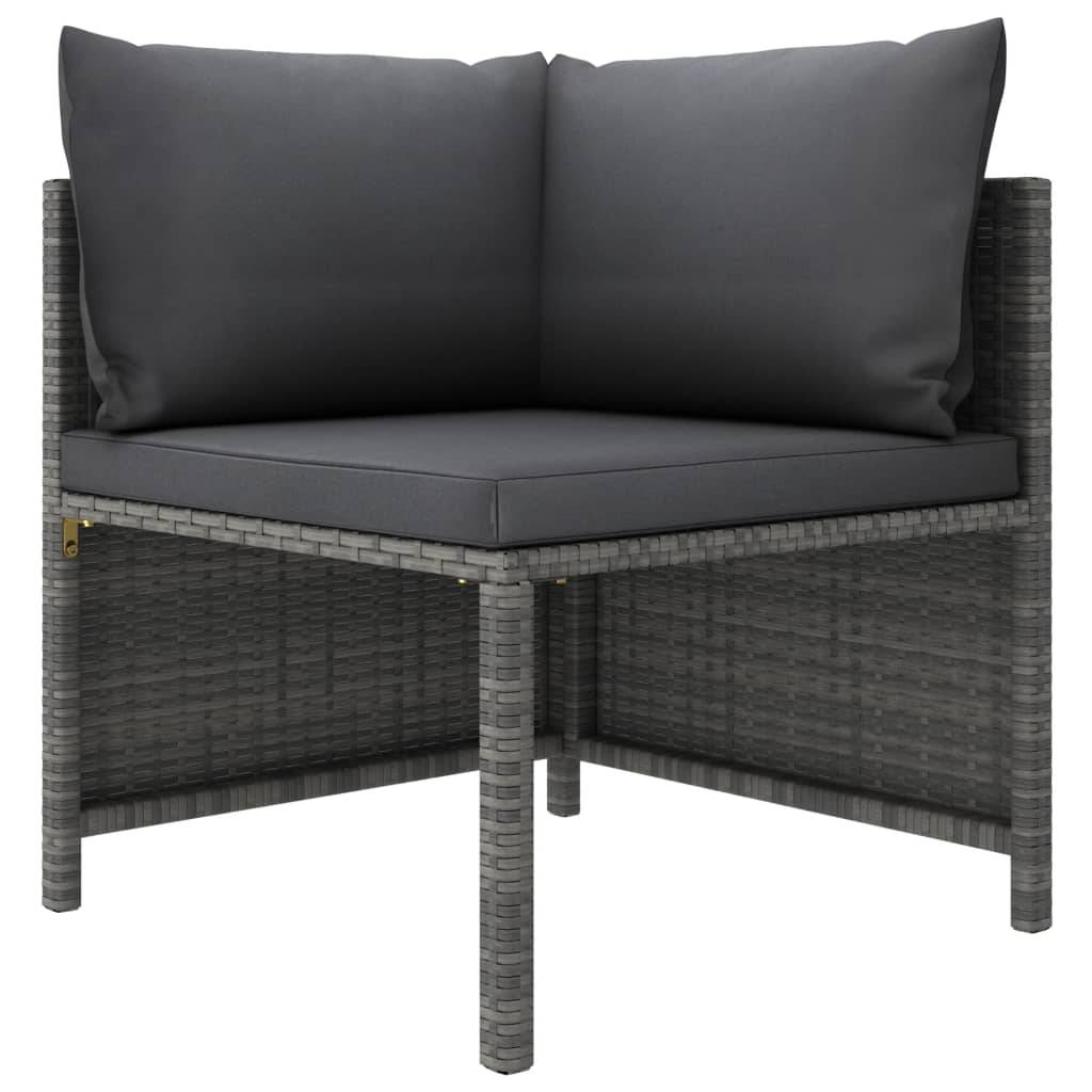 Helloshop26 - Salon de jardin meuble d'extérieur ensemble de mobilier 5 pièces avec coussins résine tressée gris - Image 2
