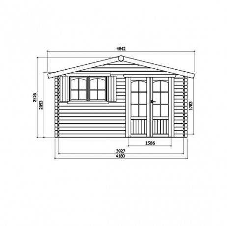 Abri de jardin Tignes en bois 14,25 m², Toiture Shingle rouge, Plancher Non - Image 2