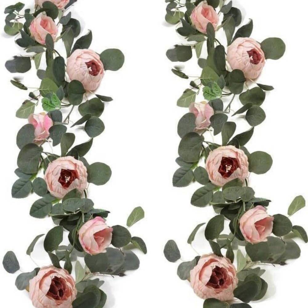 Décoration Murale Pivoines et Eucalyptus Artificiels Rose - Lot de 2 - Pour Mariage et Événements - Lytech - Image 1