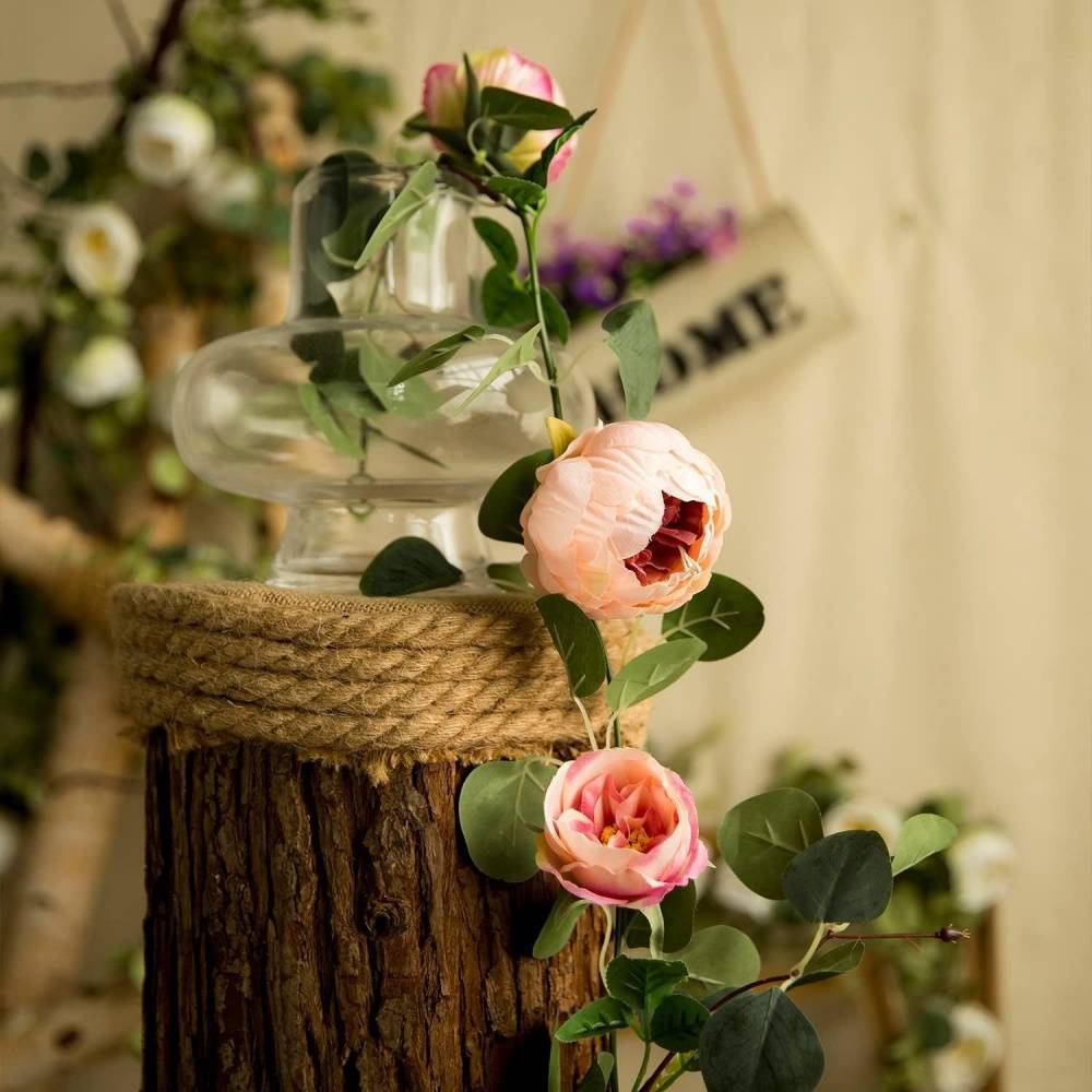 Décoration Murale Pivoines et Eucalyptus Artificiels Rose - Lot de 2 - Pour Mariage et Événements - Lytech - Image 5