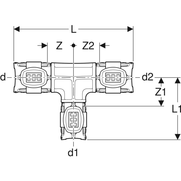 Té réduit GEBERIT Flowfit PPSU - Ø25 x Ø16 x Ø20 - 620.108.00.1 - Image 5