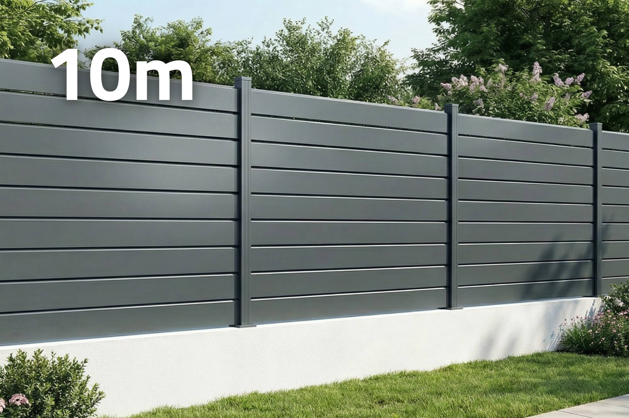Casanoov Clôture Aluminium Persienne 10m VANO H.150 cm gris - Image 1