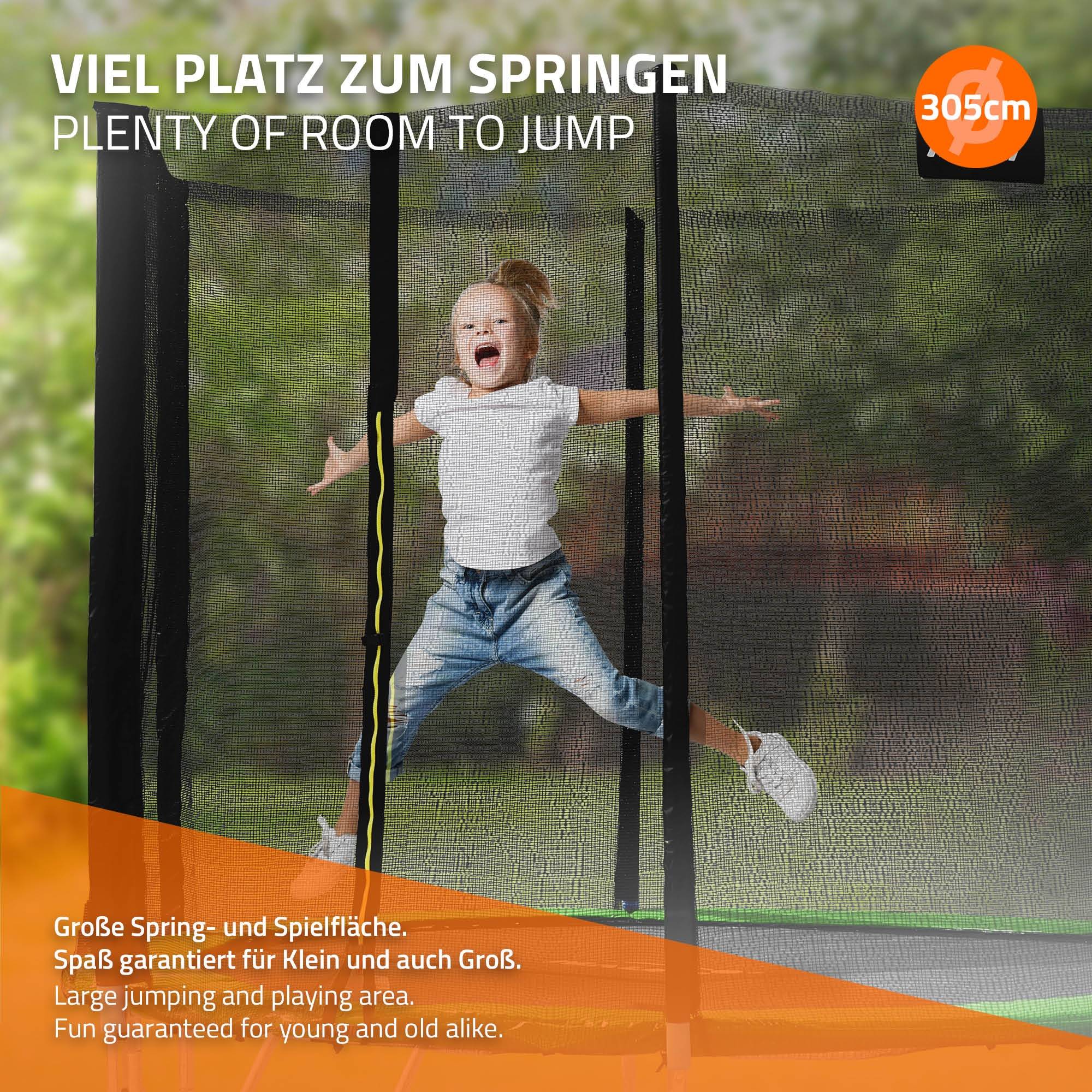 Trampoline de jardin avec filet de sécurité et échelle set complet vert Ø 305 cm - Image 6