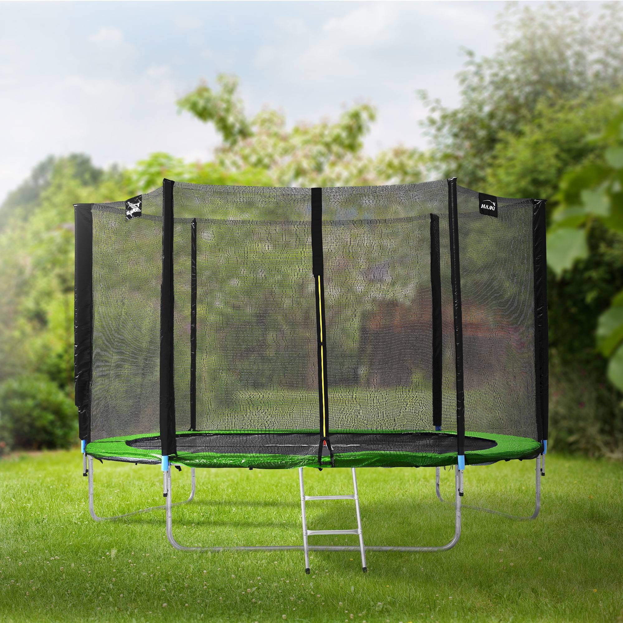 Trampoline de jardin avec filet de sécurité et échelle set complet vert Ø 305 cm - Image 9