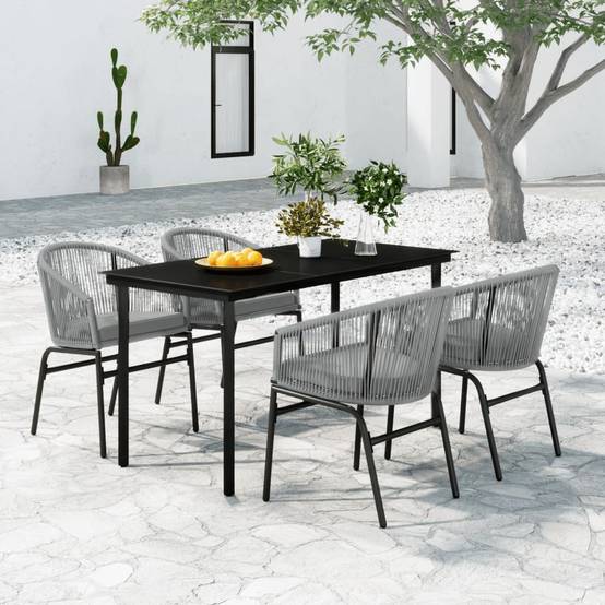 Salon de Jardin 4P 140cm Rotin PVC avec Coussins Gris – ComfortXL Outdoor Living - Image 1