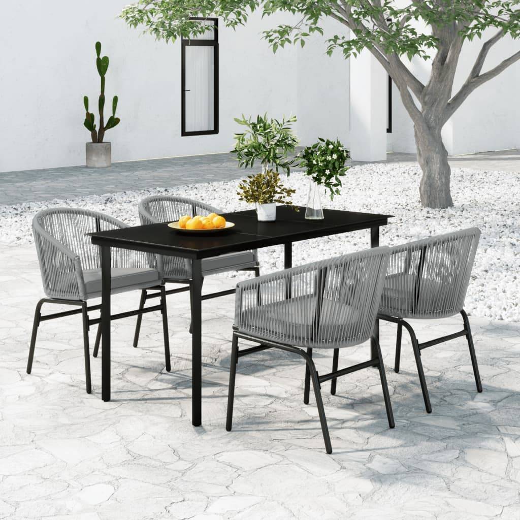 Salon de Jardin 4P 140cm Rotin PVC avec Coussins Gris – ComfortXL Outdoor Living