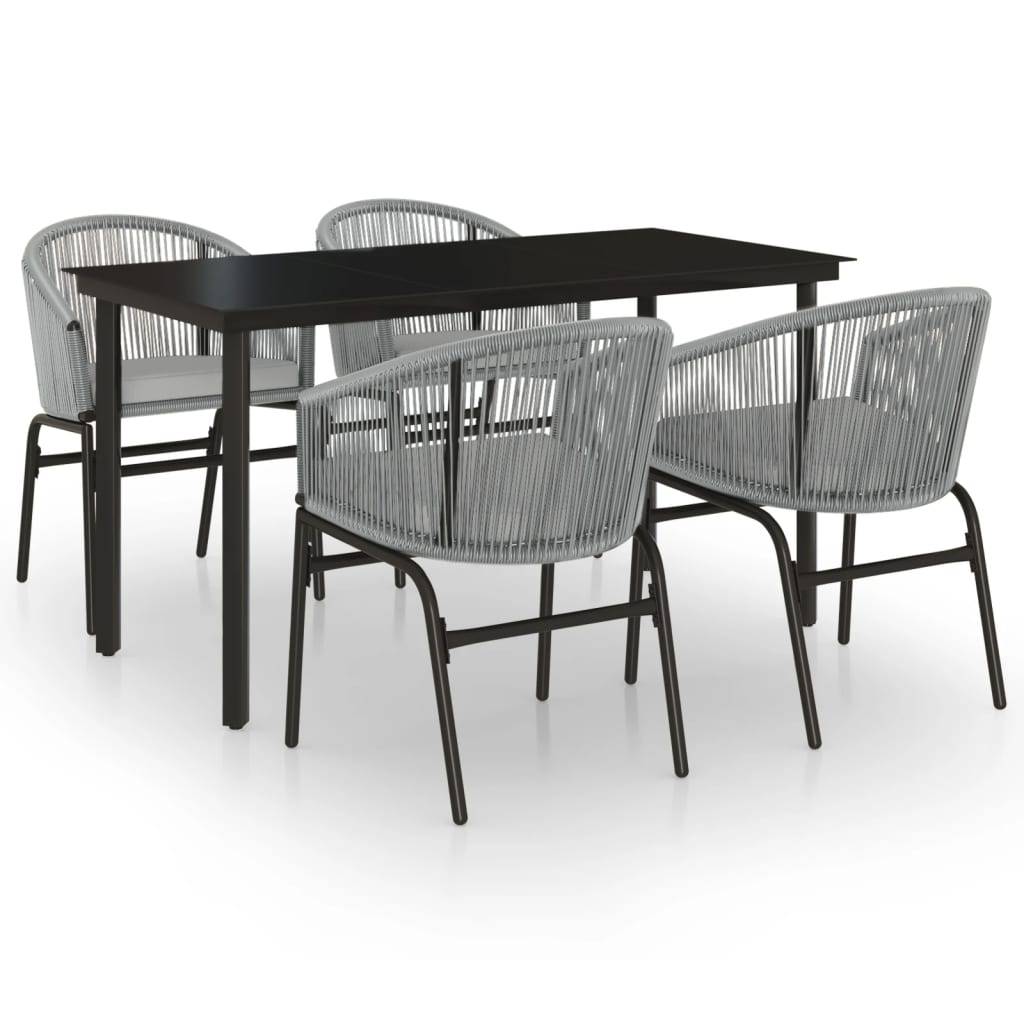 Salon de Jardin 4P 140cm Rotin PVC avec Coussins Gris – ComfortXL Outdoor Living - Image 2