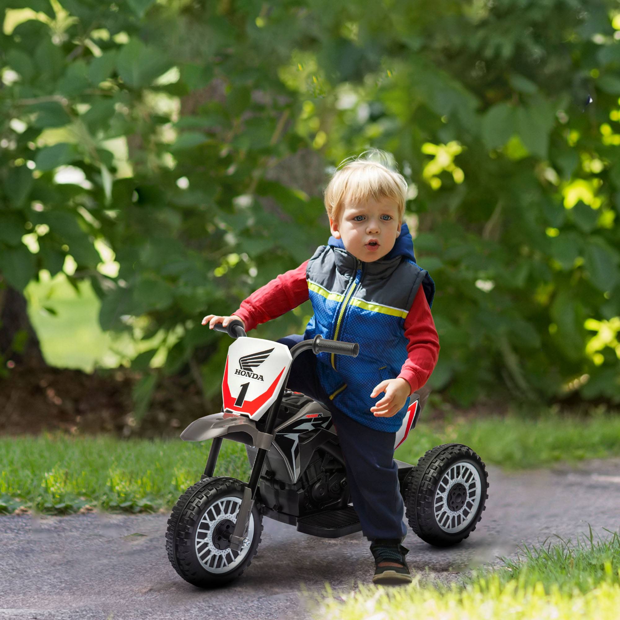 Moto cross éléctrique pour enfant licence Honda CRF450RL 3 roues batterie 6V enfants 18-36 mois gris - Image 3
