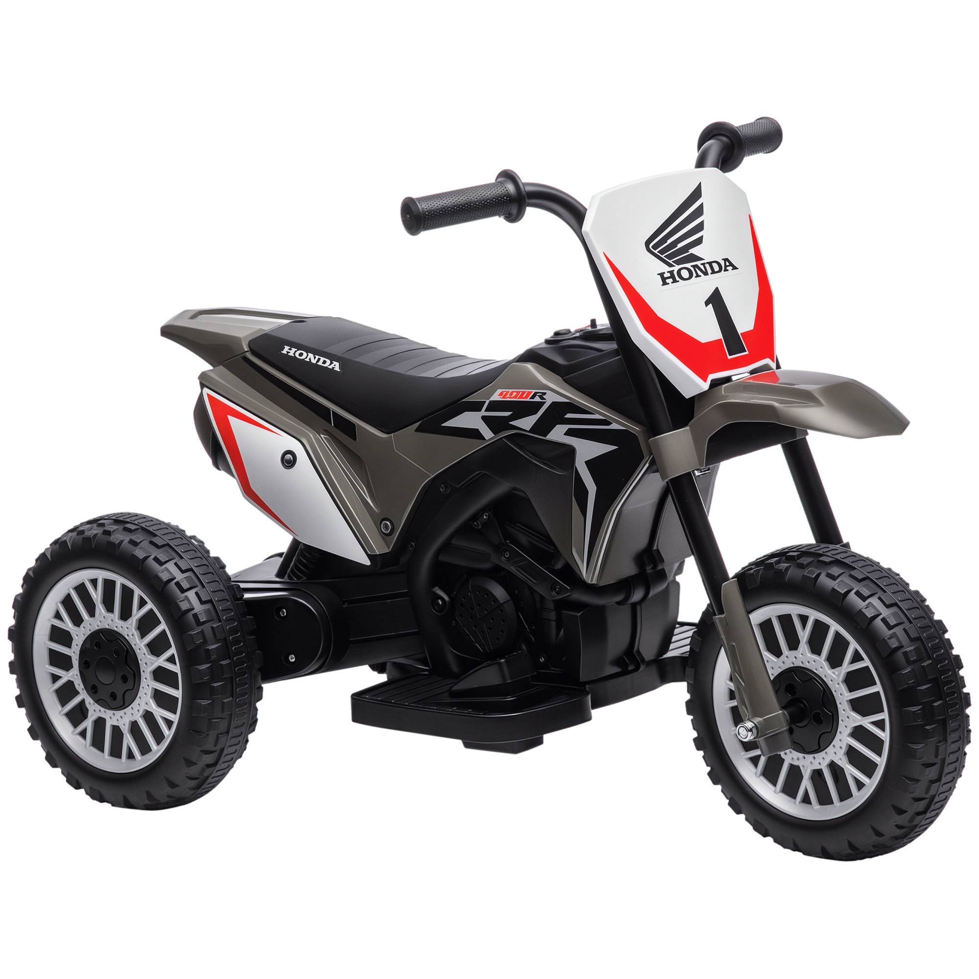 Moto cross éléctrique pour enfant licence Honda CRF450RL 3 roues batterie 6V enfants 18-36 mois gris - Image 1