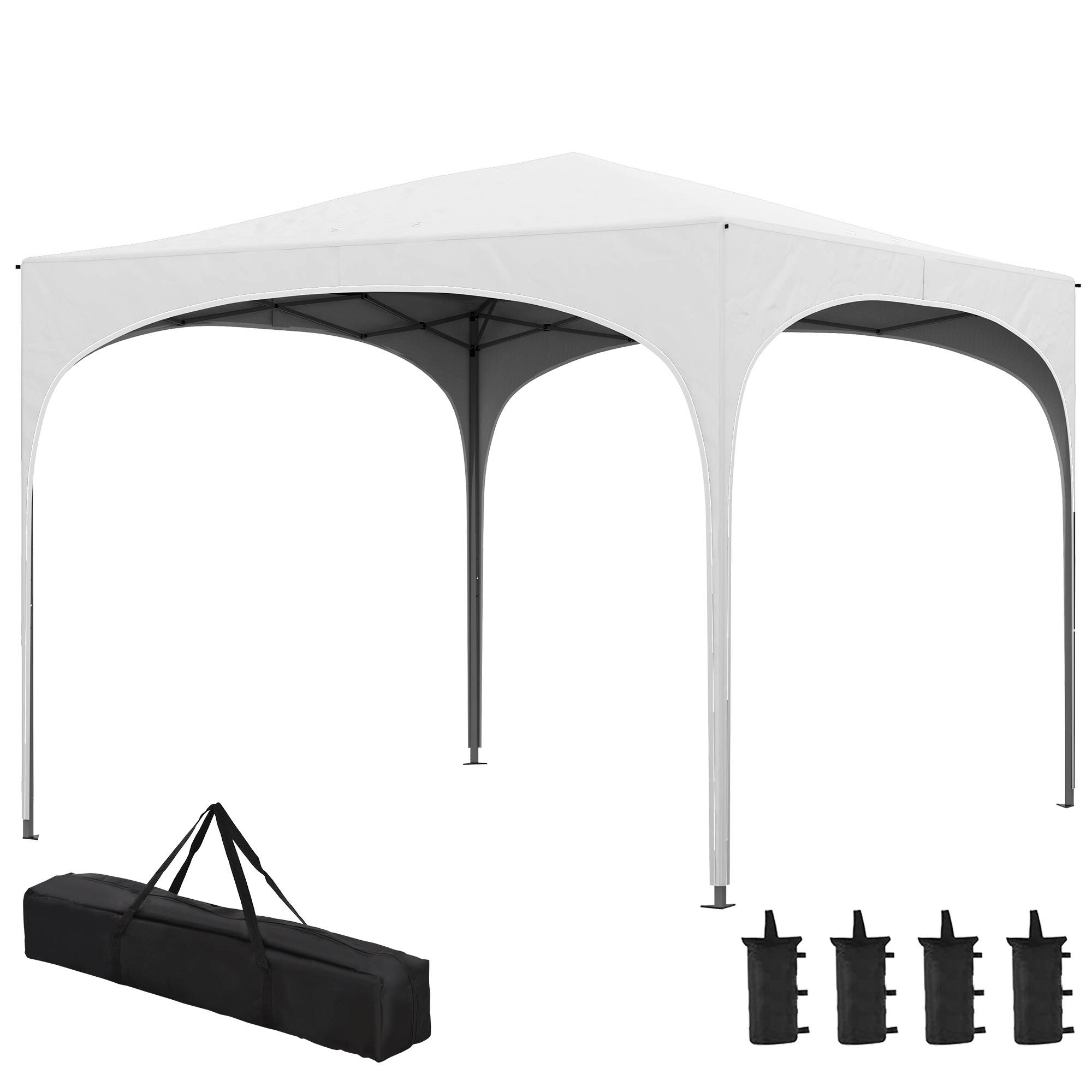 Tonnelle blanche pliante avec hauteur réglable, sac étanche et lestage, abri design sobre pour jardin pratique et mobile - Image 2
