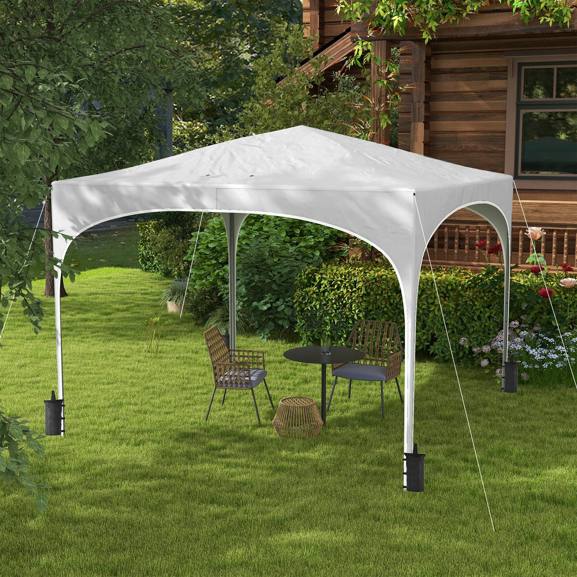 Tonnelle blanche pliante avec hauteur réglable, sac étanche et lestage, abri design sobre pour jardin pratique et mobile - Image 4