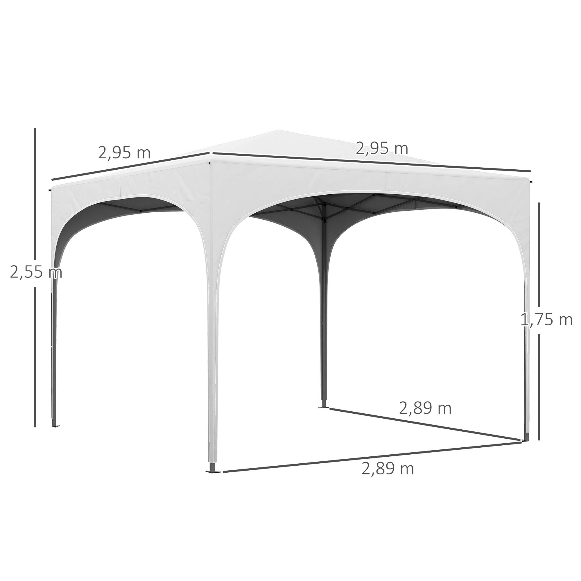 Tonnelle blanche pliante avec hauteur réglable, sac étanche et lestage, abri design sobre pour jardin pratique et mobile - Image 5