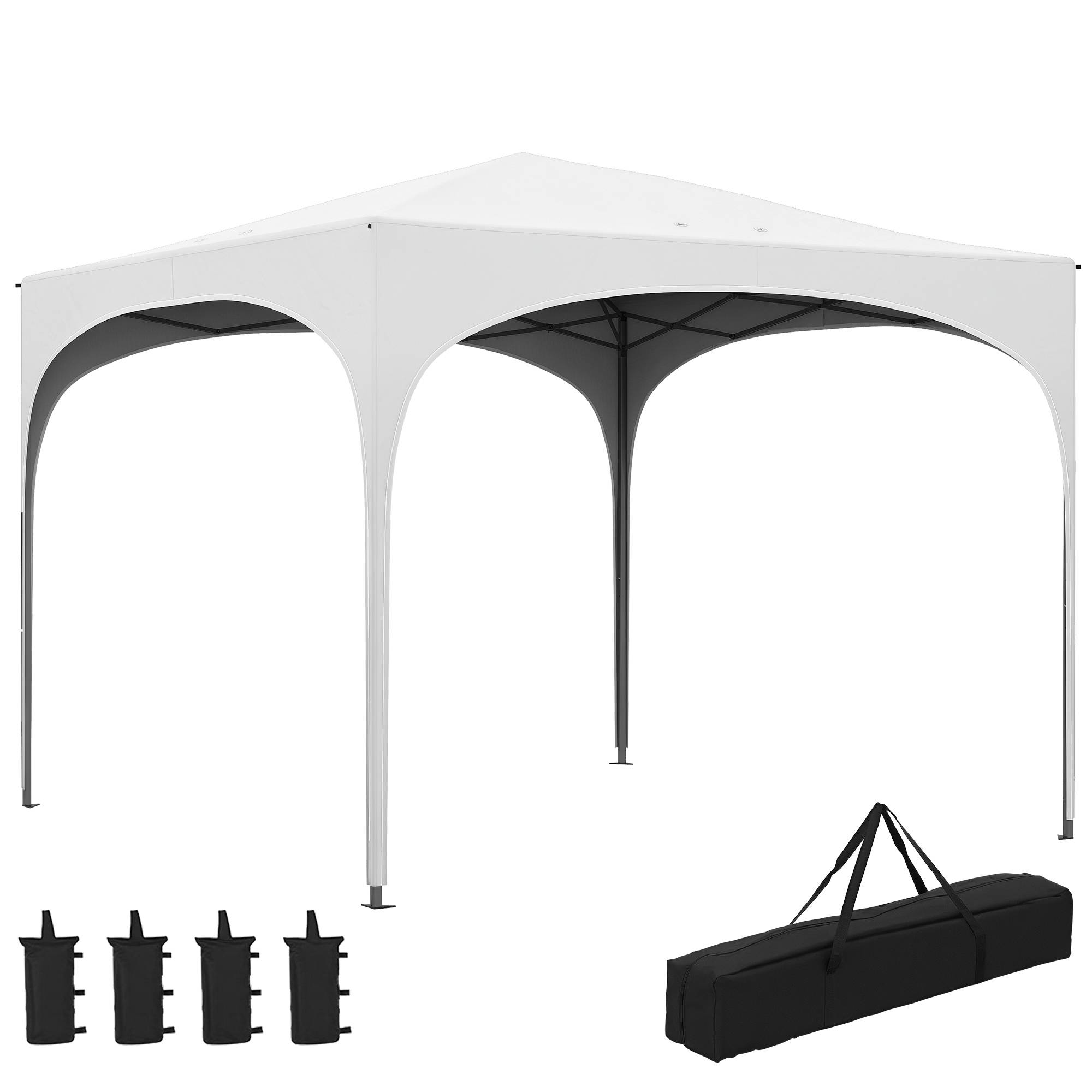Tonnelle blanche pliante avec hauteur réglable, sac étanche et lestage, abri design sobre pour jardin pratique et mobile - Image 1