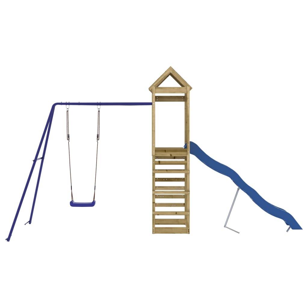 Helloshop26 - Aire de jeux d'extérieur balançoires toboggan portiques robuste jeux jardin 422 x 185 x 239 cm bois de pin imprégné - Image 2