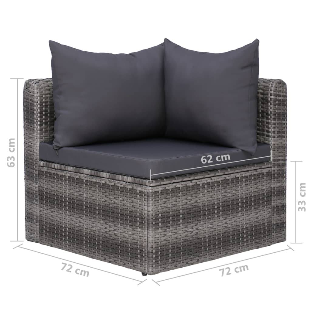 Helloshop26 - Salon de jardin meuble d'extérieur ensemble de mobilier 8 pièces avec coussins résine tressée gris - Image 7