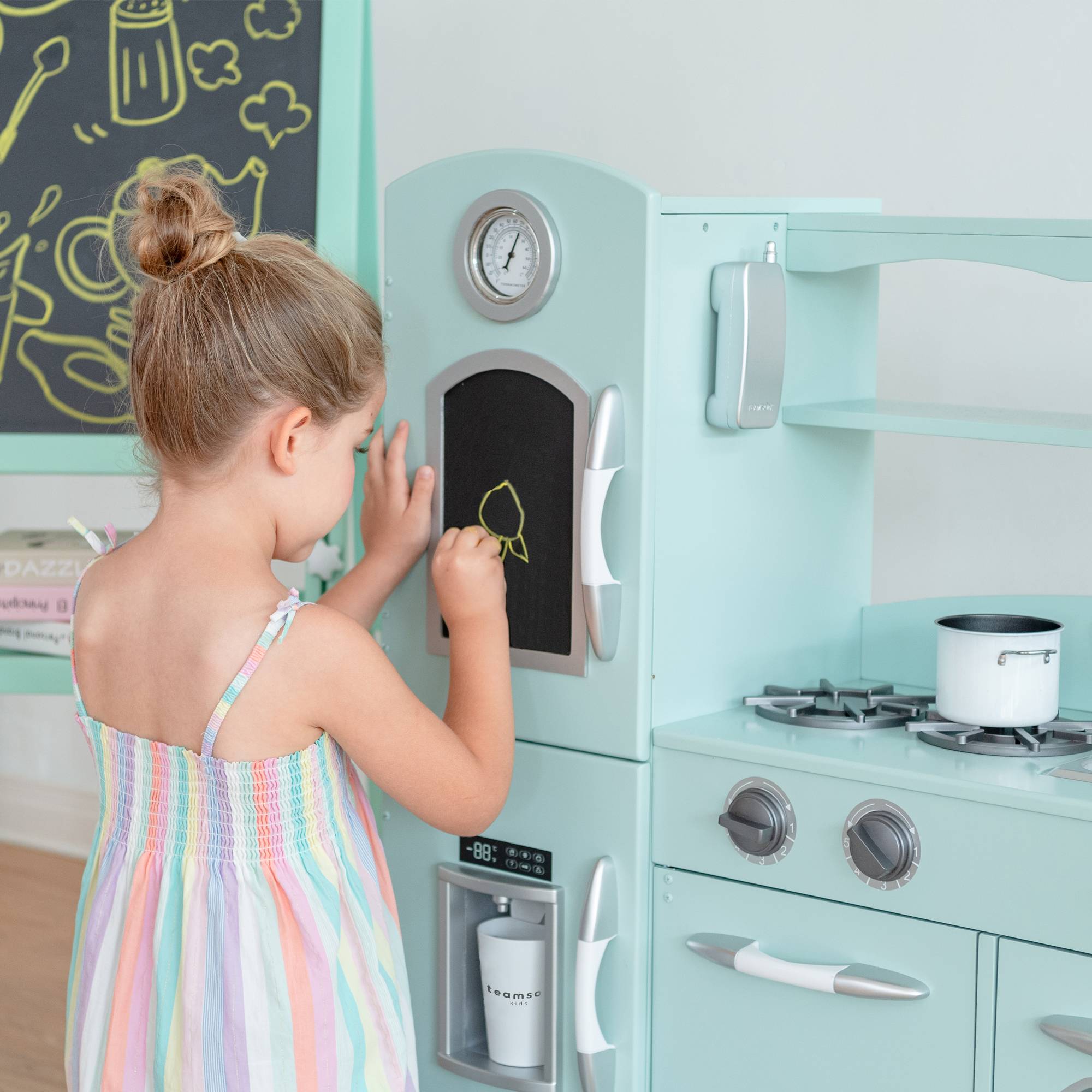 Cuisine en bois pour enfants 93.3cm, Vert Teamson Kids - Image 4