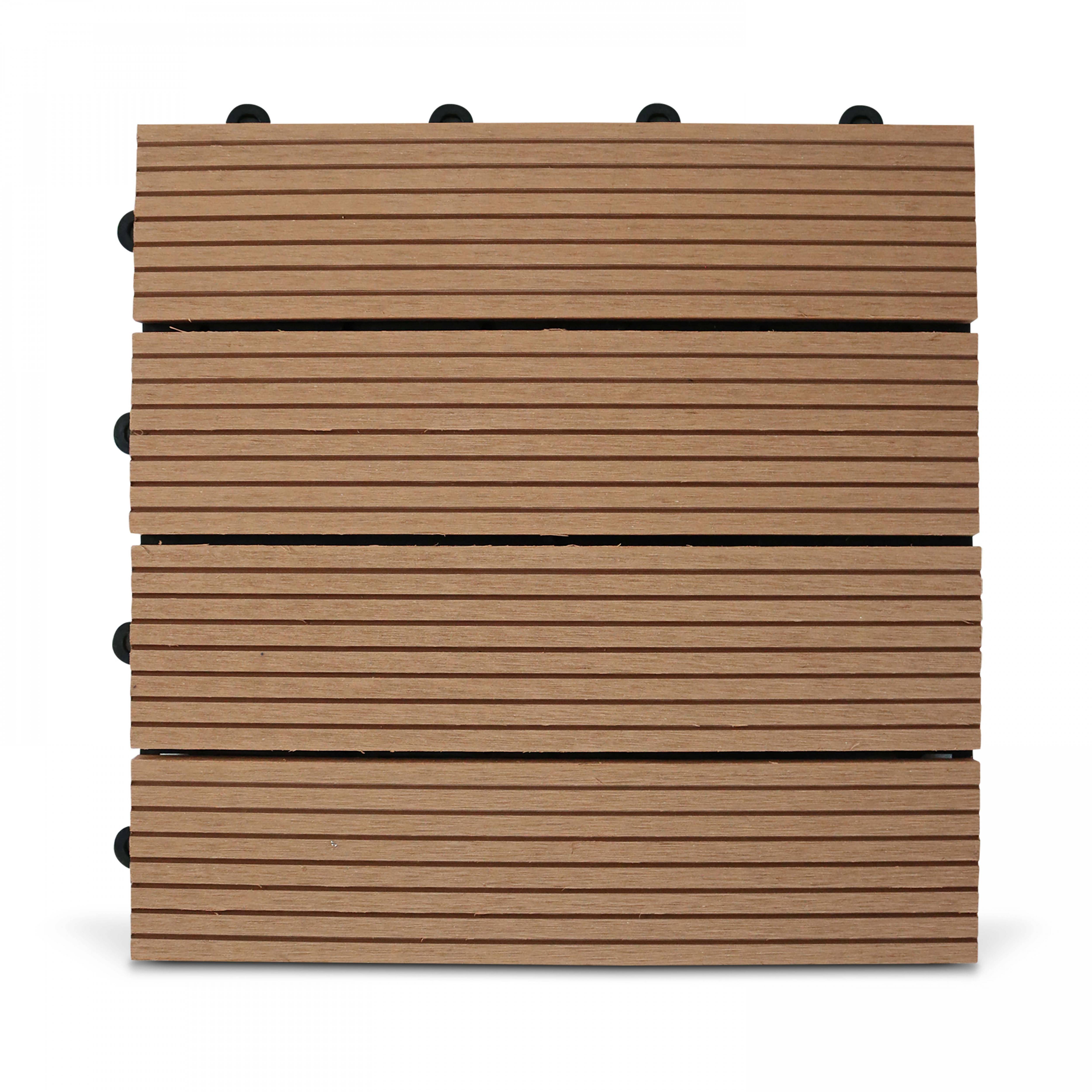 Oviala - Lot de 24 dalles clipsables bois synthétique marron Padang - Oviala - Image 4