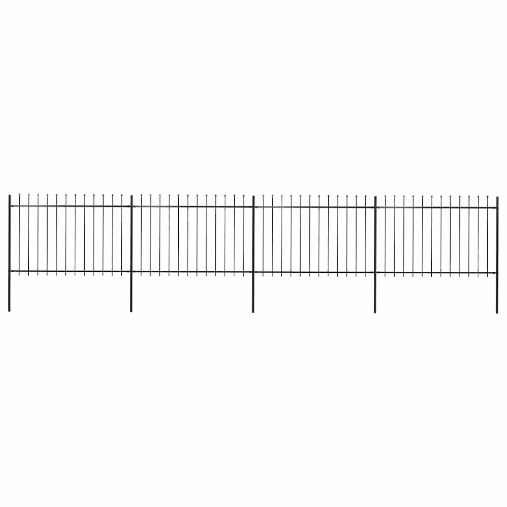 PANGIVO - Clôture de jardin acier noir 714,5 x 120 cm avec dessus en forme de lance - PANGIVO - Image 1