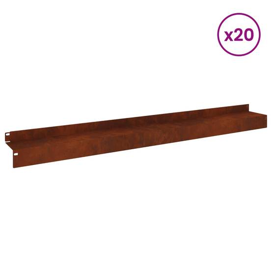 Bordure de jardin acier aménagement extérieur séparation 20 pcs 100x10x8 cm Marron rouille - ComfortXL Outdoor Living - Image 3