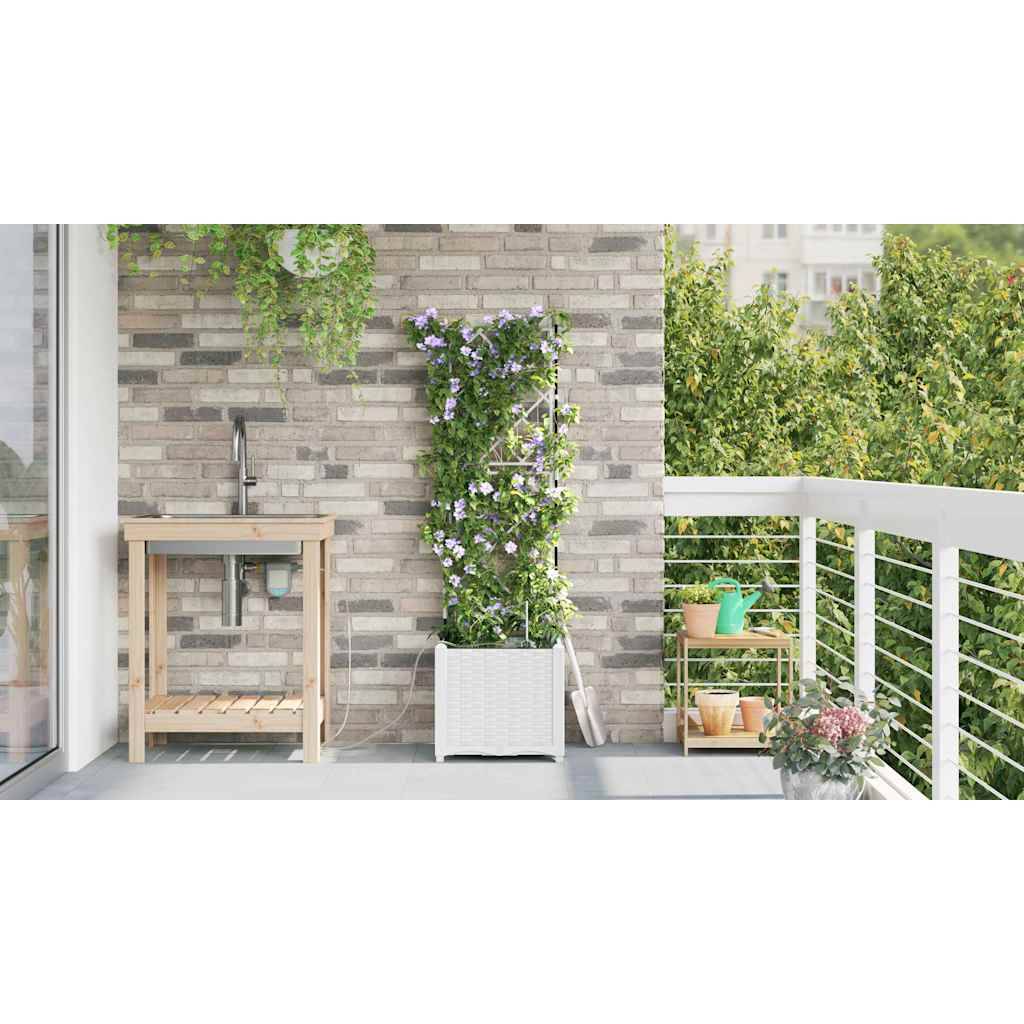 Cache-pot | Bac à fleurs de jardin Blanc 40 x 40 x 142 cm Acier - Image 4
