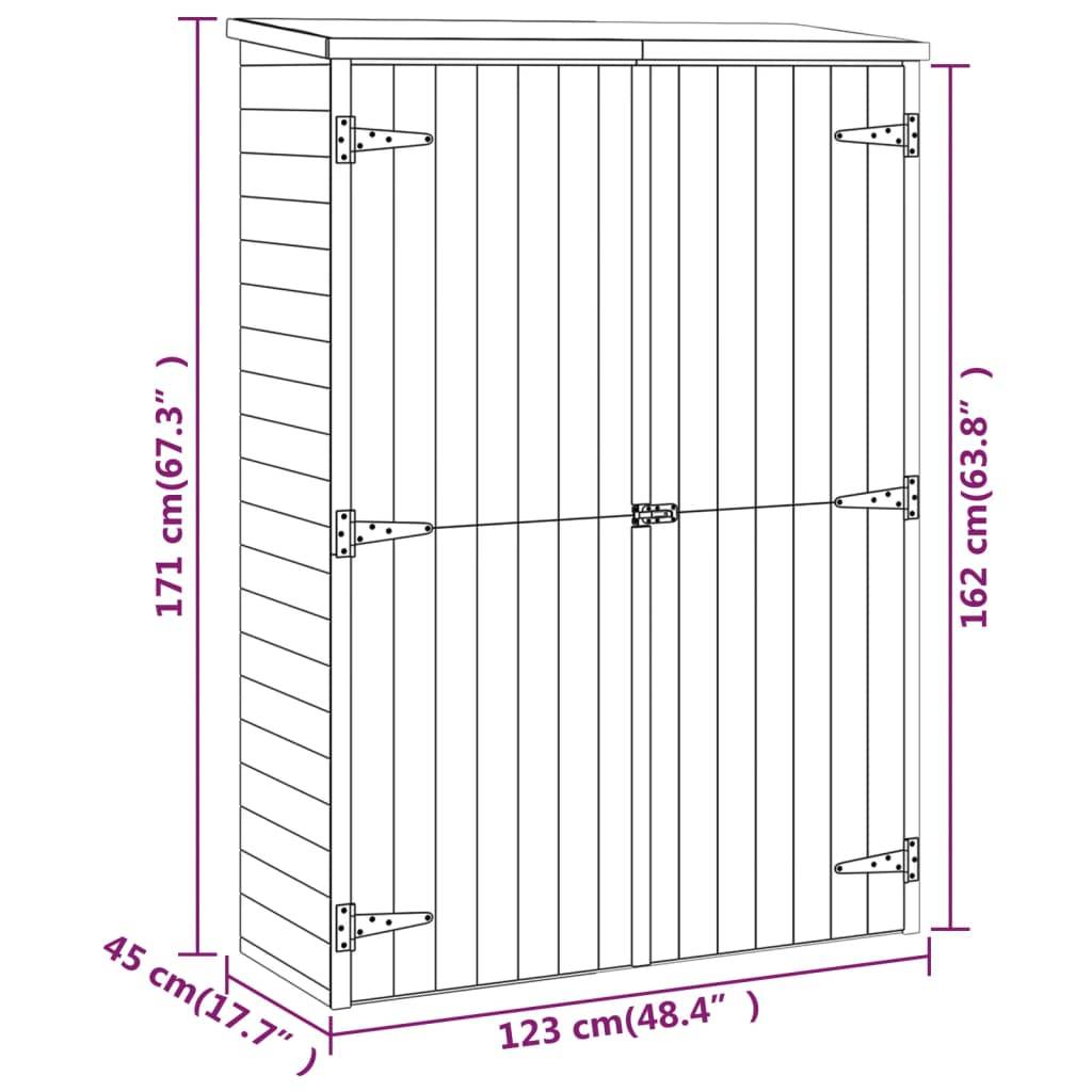 Helloshop26 - Abri de jardin cabane cabanon maison de stockage remise extérieur hangar outils robuste 123 x 45 x 171 cm Bois de pin imprégné marron - Image 6