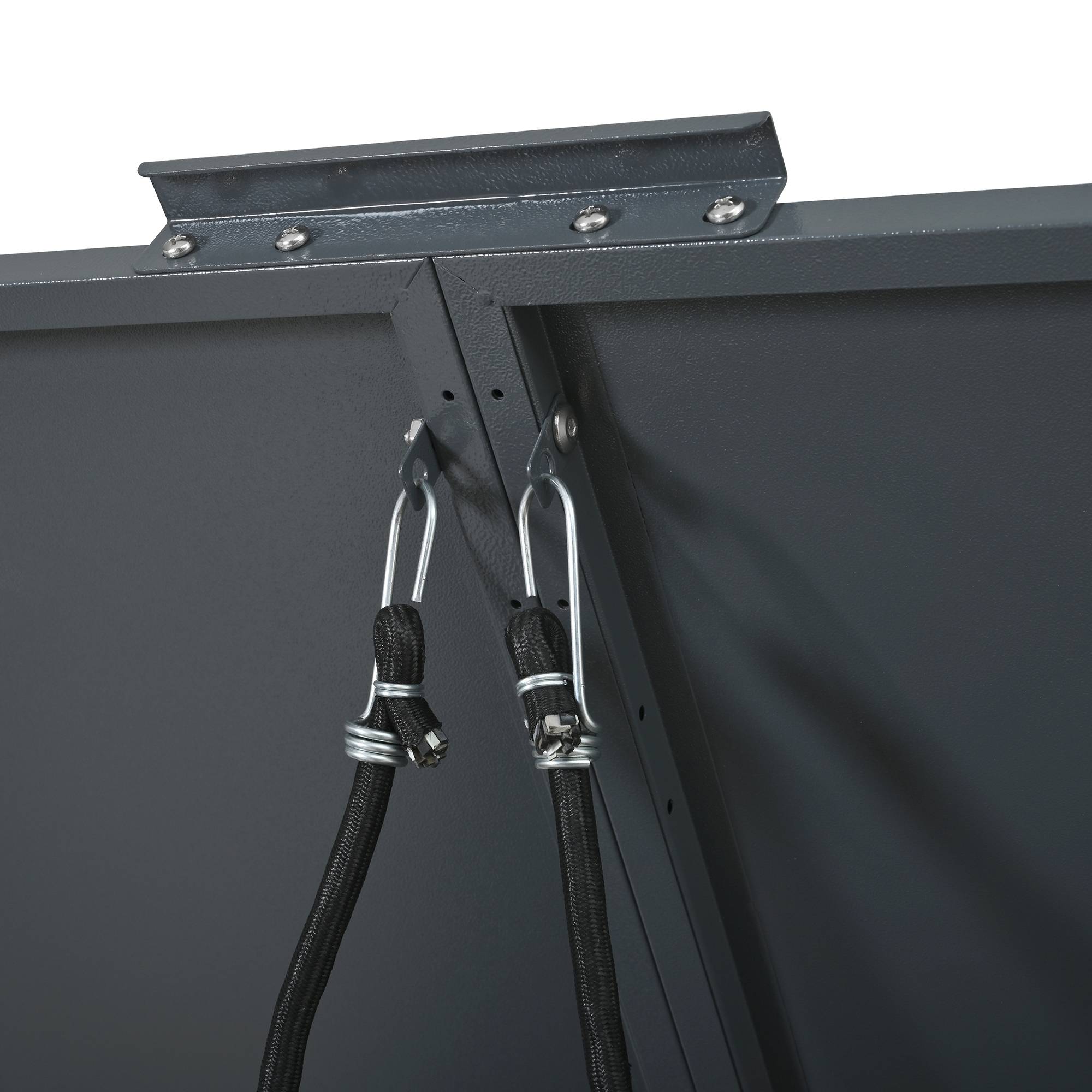 ComfortXL - Cache-poubelle double Acier galvanisé Extérieur Ouverture vérin 132x80x118cm Gris Bois - ComfortXL Outdoor Living - Image 10