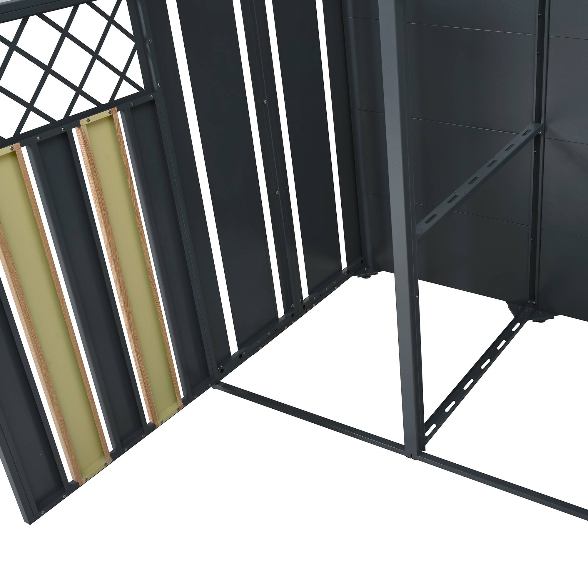 ComfortXL - Cache-poubelle double Acier galvanisé Extérieur Ouverture vérin 132x80x118cm Gris Bois - ComfortXL Outdoor Living - Image 7