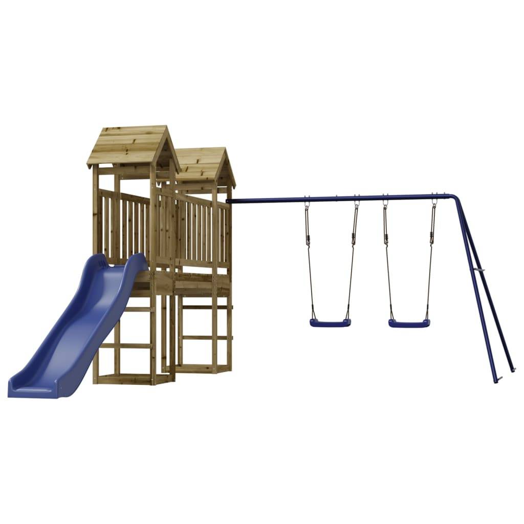 Helloshop26 - Aire de jeux d'extérieur balançoires toboggan portiques robuste jeux jardin 308 x 461 x 207 cm bois de pin imprégné - Image 2