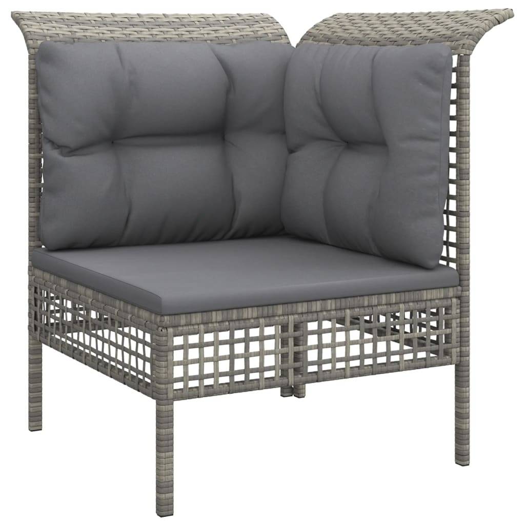 Helloshop26 - Salon de jardin meuble d'extérieur ensemble de mobilier 6 pièces avec coussins gris résine tressée - Image 2