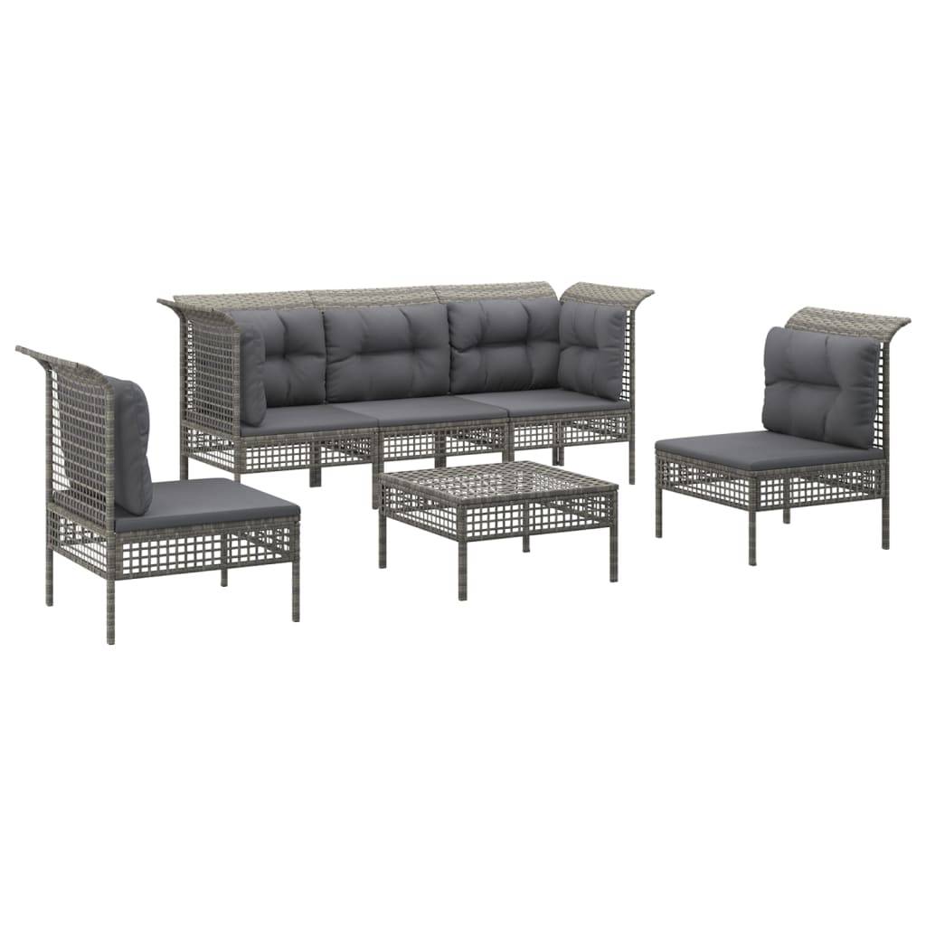 Helloshop26 - Salon de jardin meuble d'extérieur ensemble de mobilier 6 pièces avec coussins gris résine tressée - Image 1