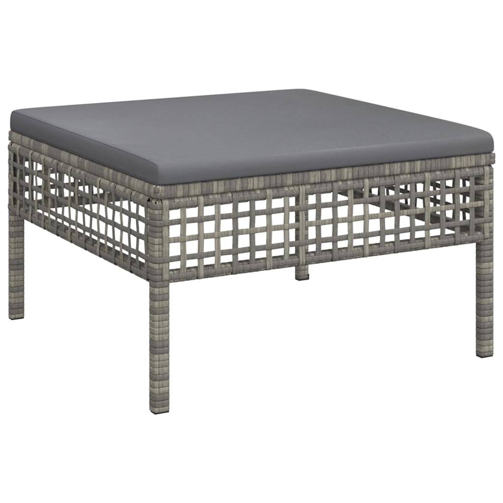 Helloshop26 - Salon de jardin meuble d'extérieur ensemble de mobilier 6 pièces avec coussins gris résine tressée - Image 4
