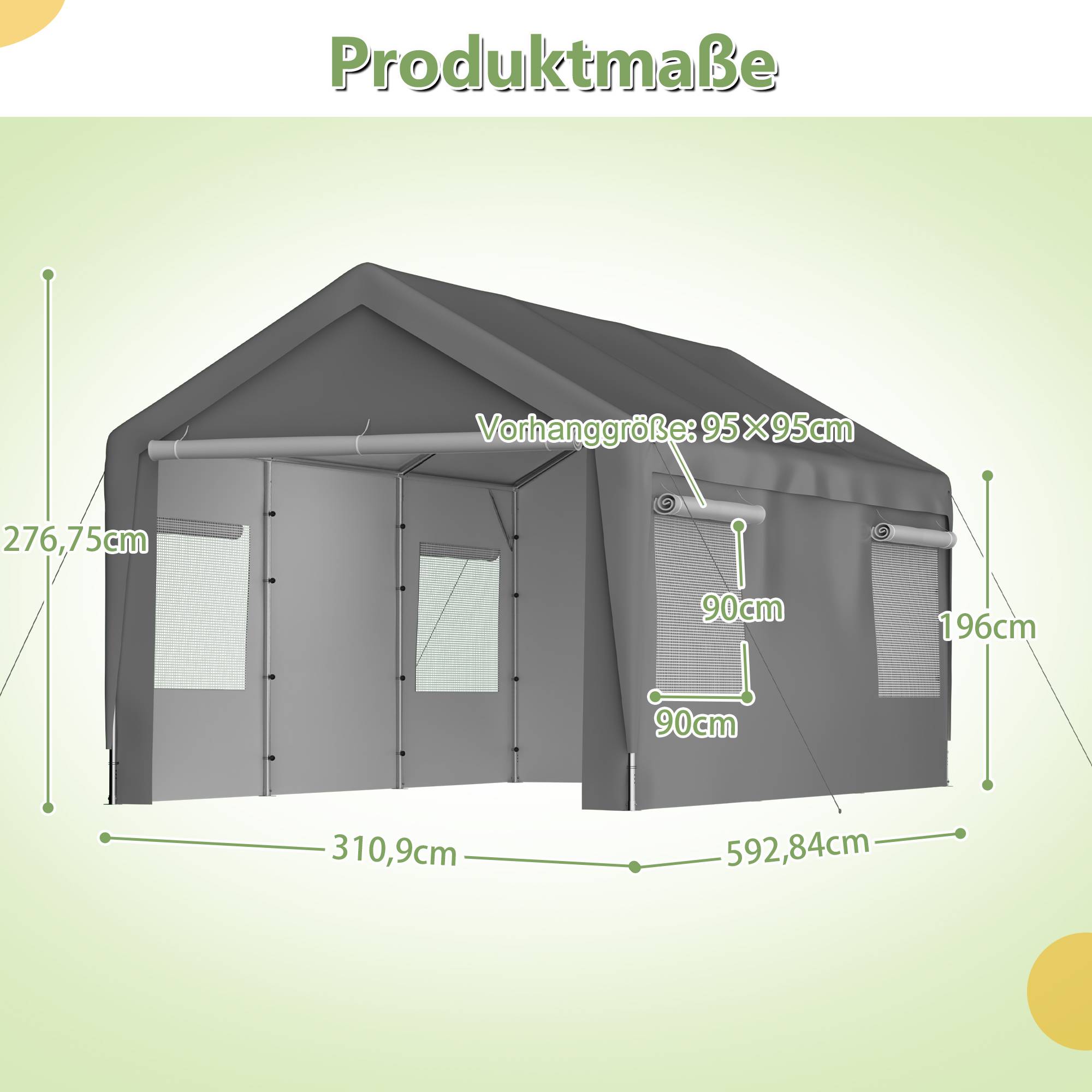 ComfortXL - Carport garage métal 3x6 m gris avec fenêtres enroulables abri voiture polyvalent - ComfortXL Outdoor Living - Image 2