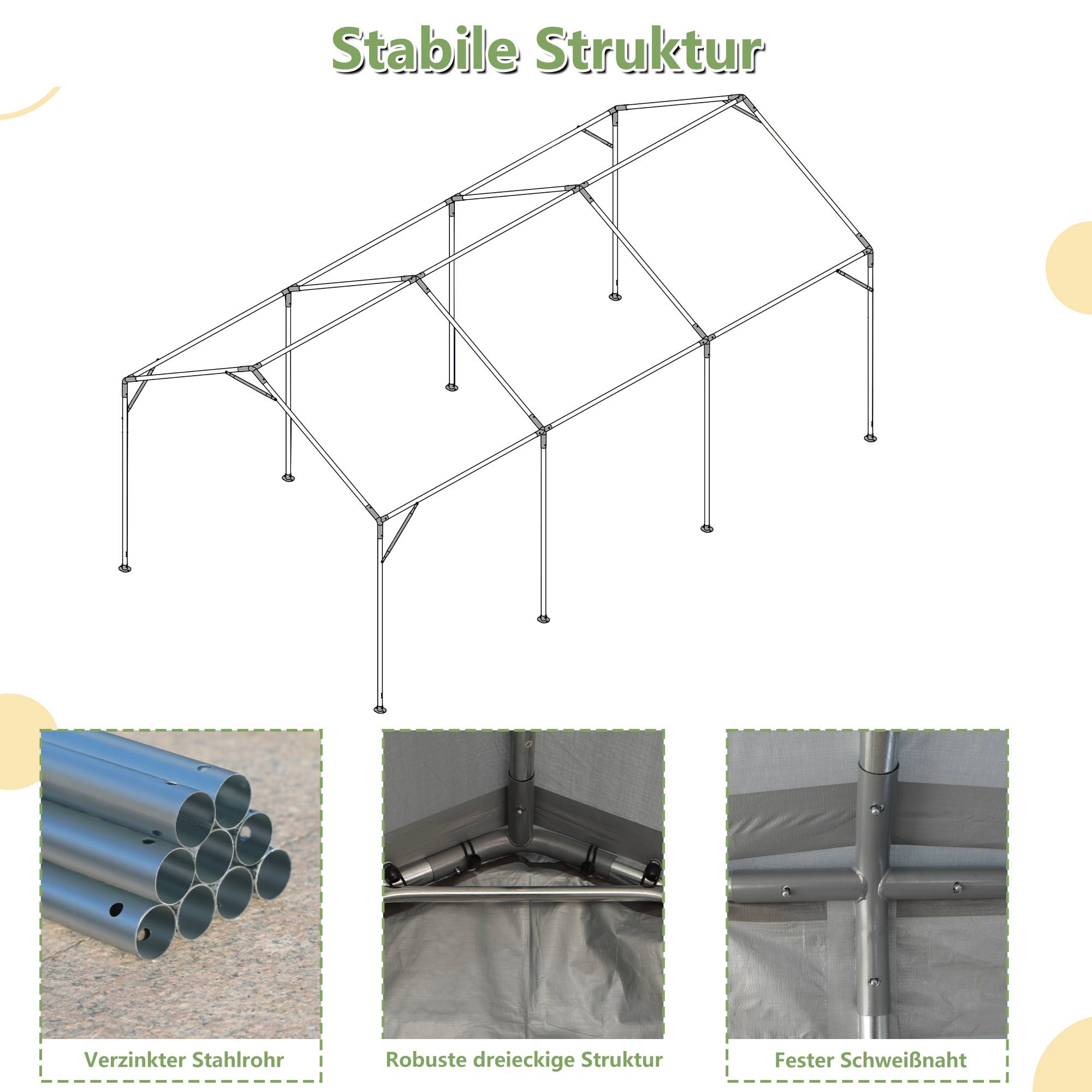ComfortXL - Carport garage métal 3x6 m gris avec fenêtres enroulables abri voiture polyvalent - ComfortXL Outdoor Living - Image 5