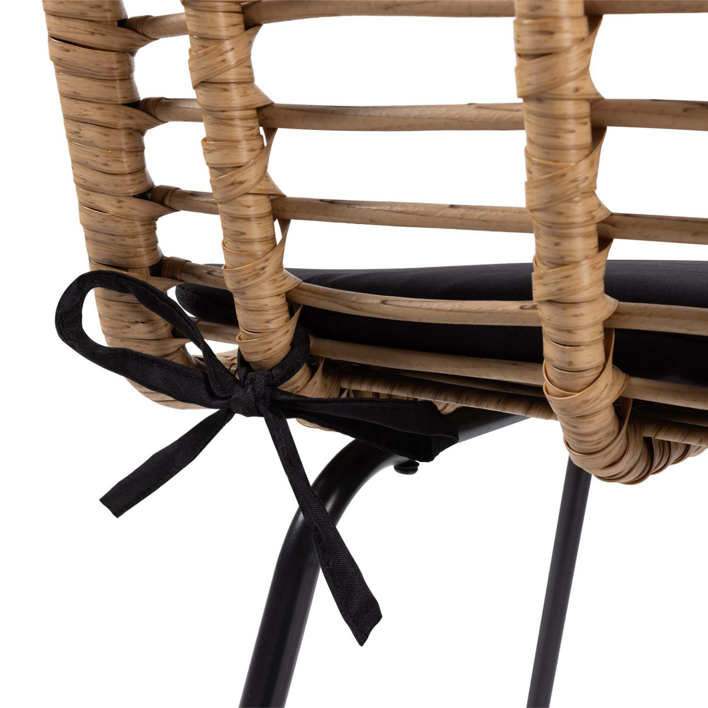 Lot de 2 tabourets de bar SUMMER effet rotin pied métal noir - Image 7