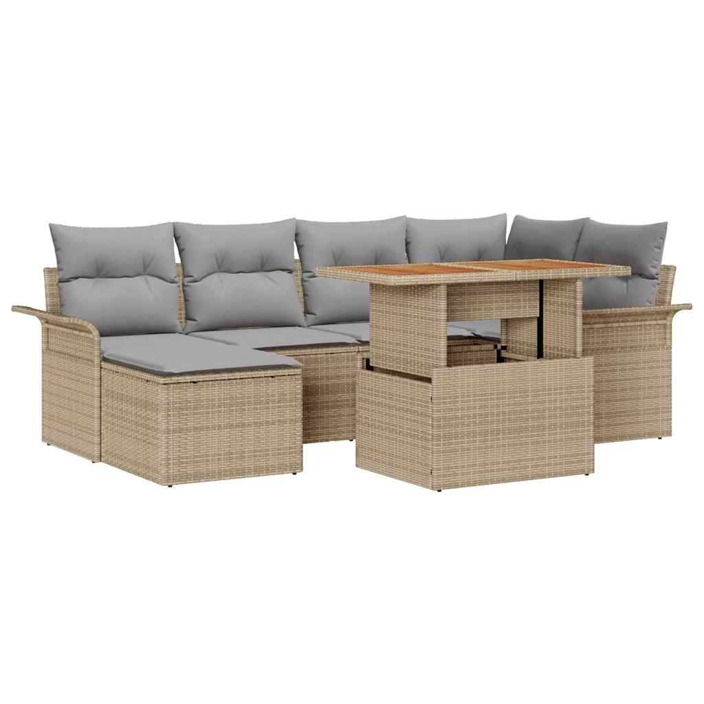 ComfortXL - Salon de jardin modulable 7 pcs Poly rotin avec table et coffres de rangement Beige – ComfortXL Outdoor Living - Image 2