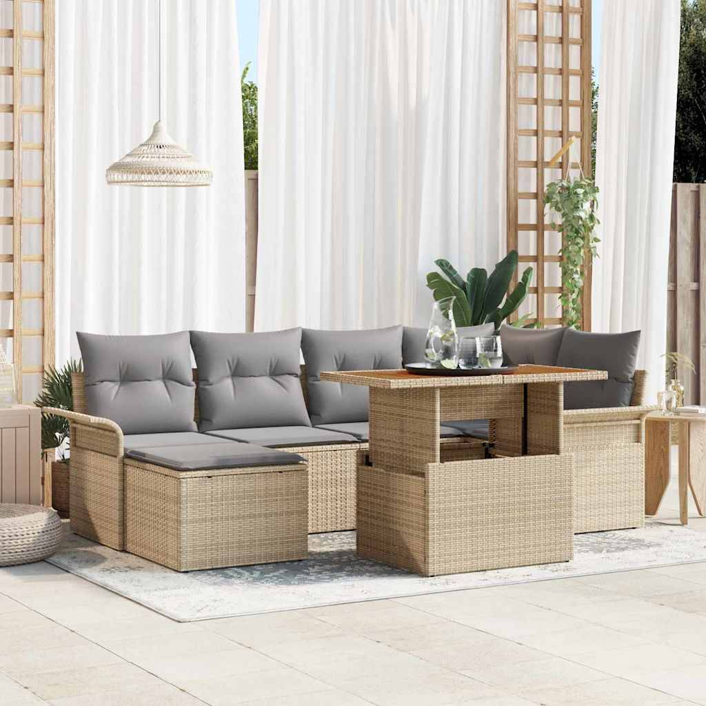 ComfortXL - Salon de jardin modulable 7 pcs Poly rotin avec table et coffres de rangement Beige – ComfortXL Outdoor Living - Image 1